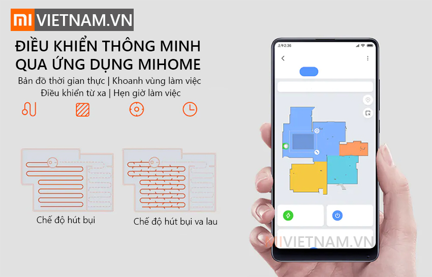 Điều khiển thông minh qua Mihome | Xiaomi Mi Vacuum Mop P