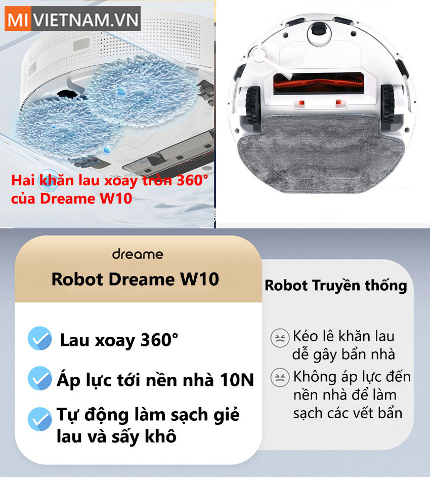 Công Nghệ Lau Nhà Robot Dreame W10