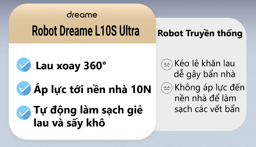 Điểm khác nhau giữa Dreame L10s Ultra và Robot truyền thống