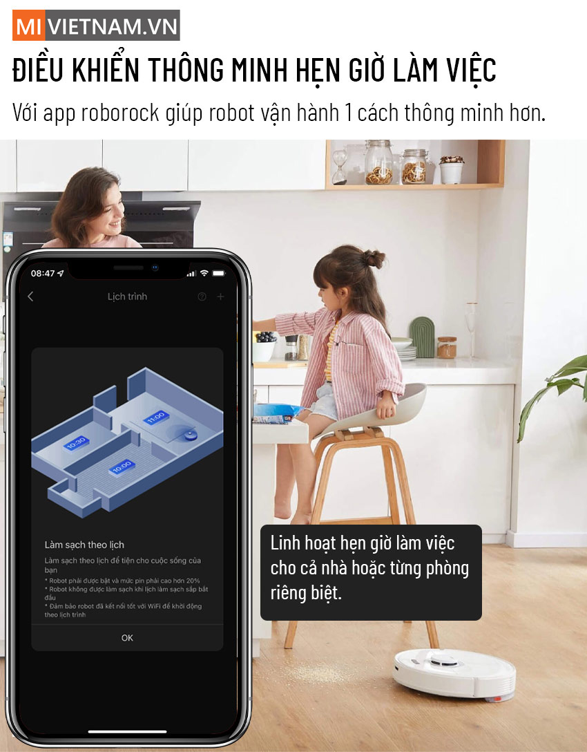 Điều Khiển App Robot Hút Bụi Lau Nhà Roborock Q7 Max+