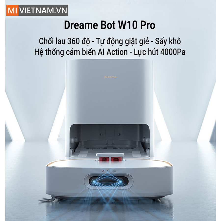 Robot Hút Bụi Lau Nhà Dreame W10 Pro - Giặt Giẻ Lau Tự Động