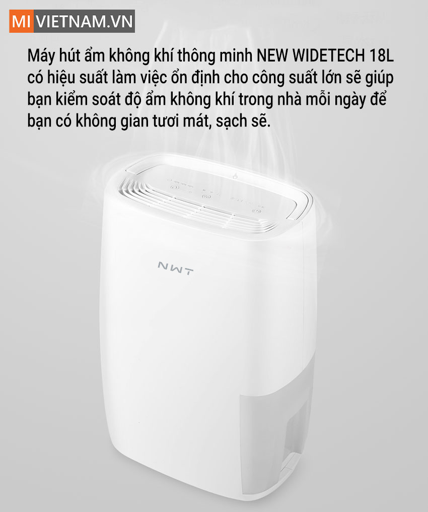 Máy hút ẩm không khí thông minh NEW WIDETECH 18L