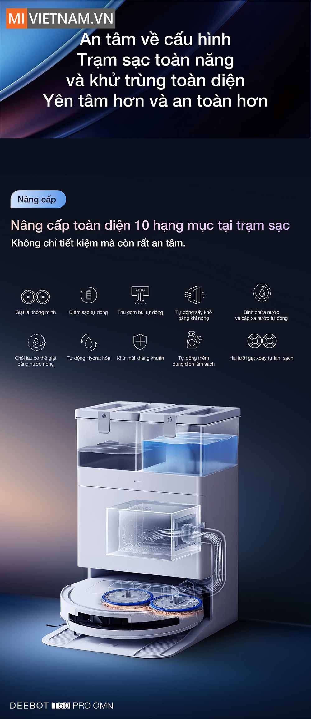 trạm OMNI Station của robot hút bụi lau nhà Ecovacs Deebot T50 Pro Omni