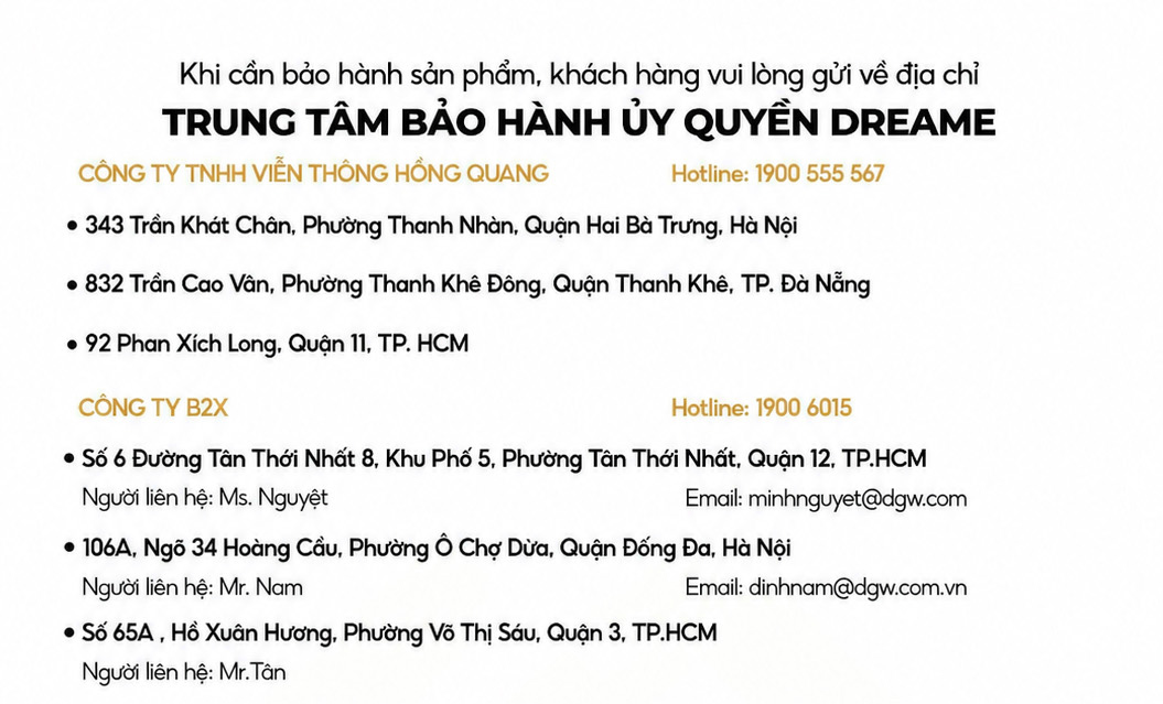 Dreame mở 4 trung tâm bảo hành chính hãng tại Việt Nam 1 Địa chỉ bảo hành Dreame