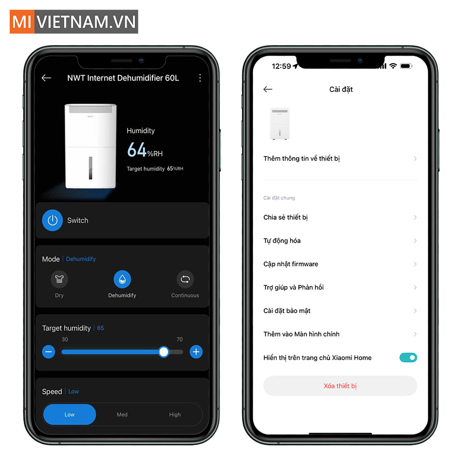 Kết nối và điều khiển từ xa qua app
