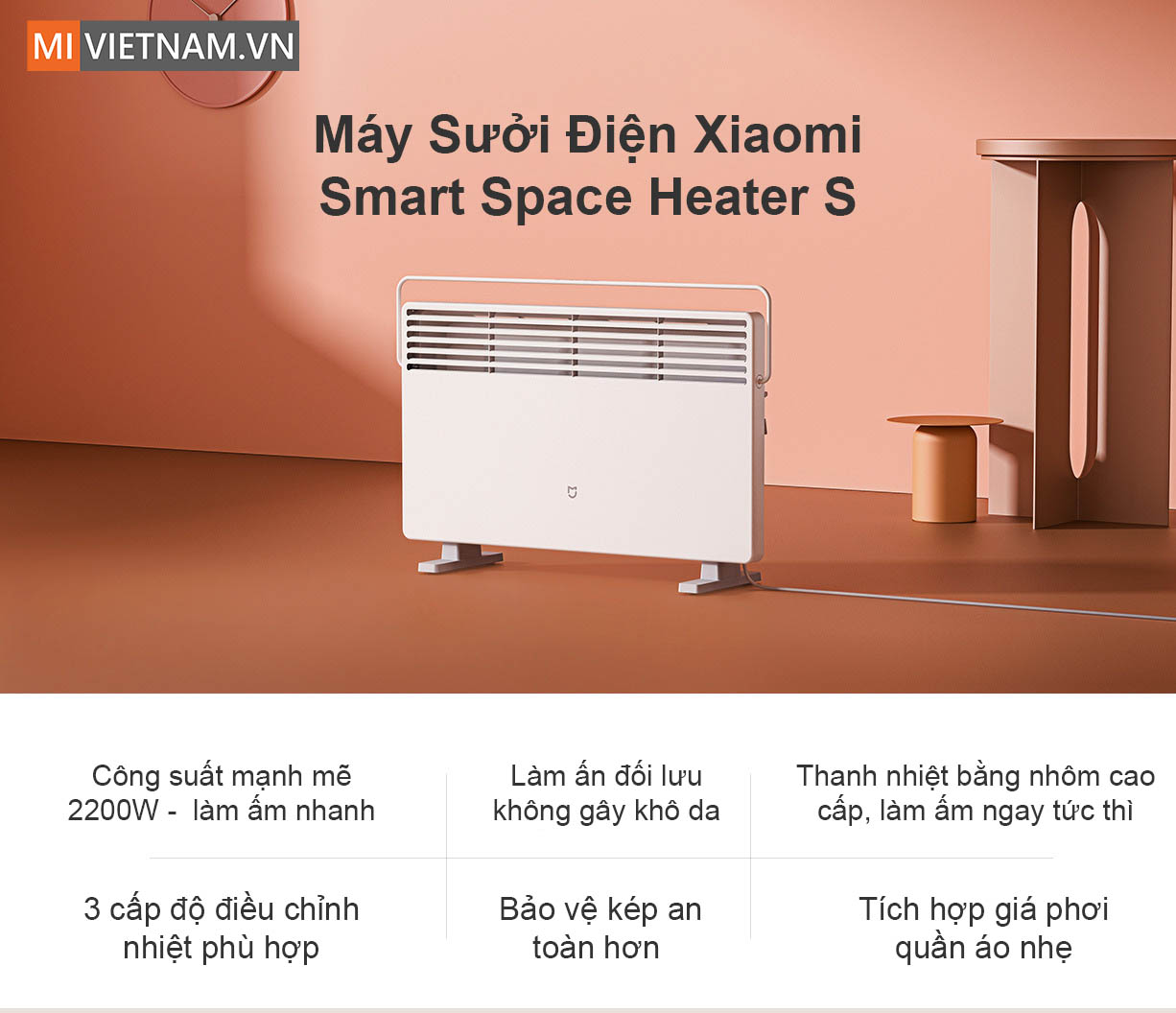 Máy Sưởi Điện Xiaomi Smart Space Heater S - Nút Cơ