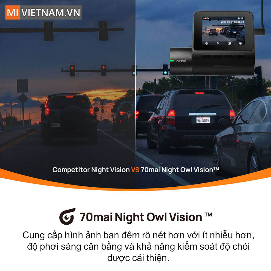 Công nghệ ghi hình ban đêm độc quyền 70mai Night Owl Vision™