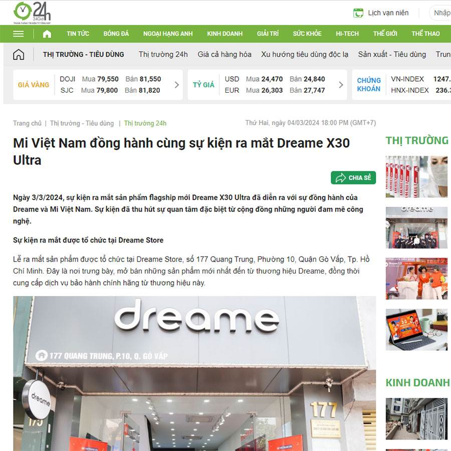 Báo 24h nói về Dreame X30 Ultra