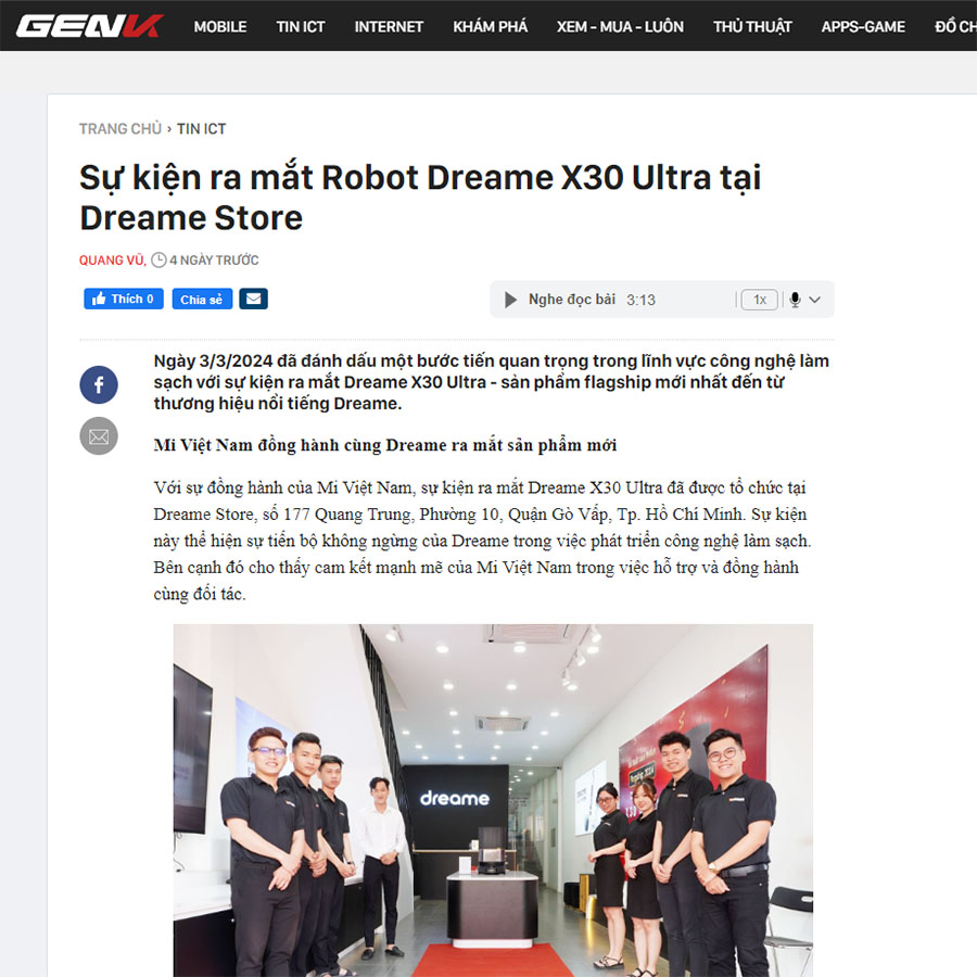 Báo GenK nói về Dreame X30 Ultra