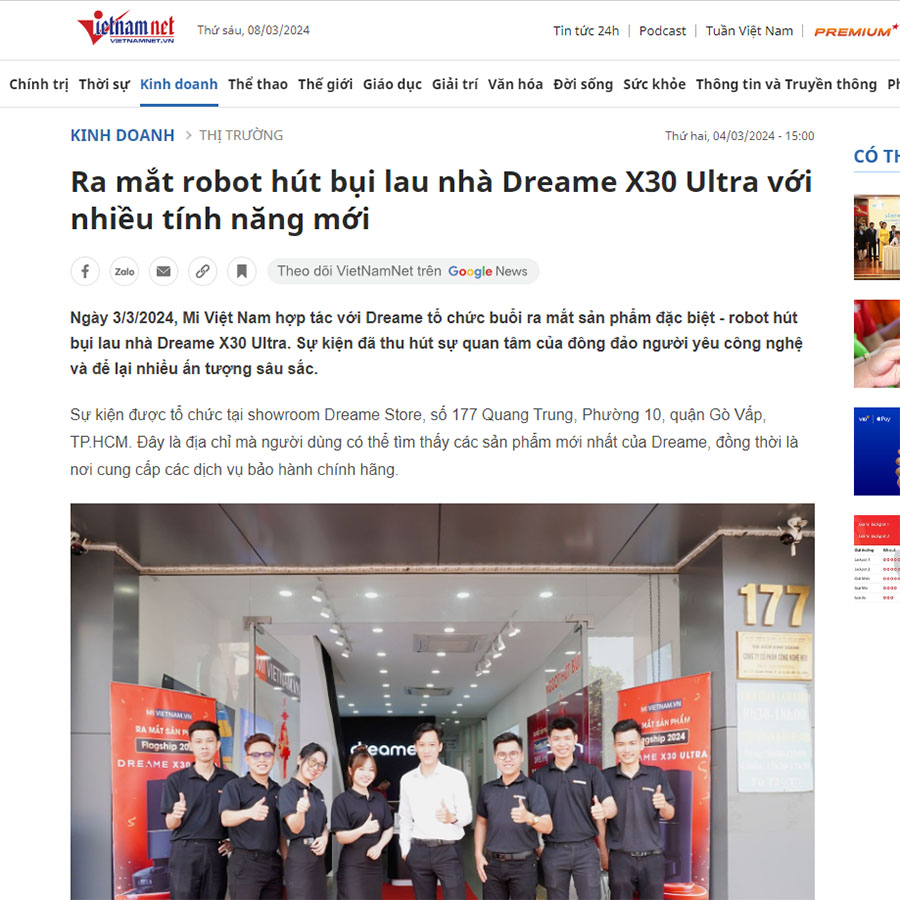Báo Vietnamnet nói về Dreame X30 Ultra