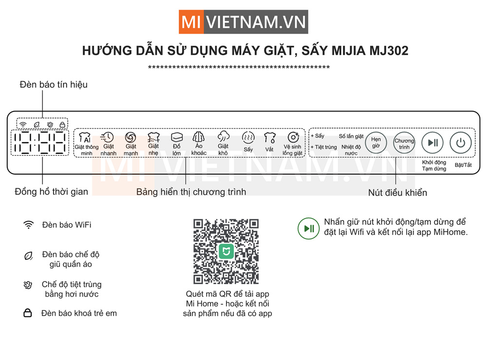 Máy giặt sấy Xiaomi Mijia MJ302 - Giặt 12kg, sấy 9kg