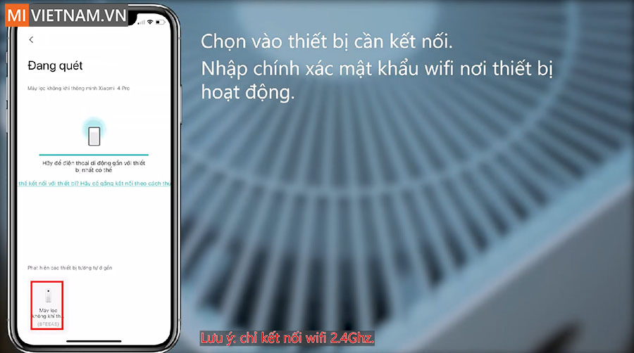 Kết nối máy lọc không khí với ứng dụng Mihome