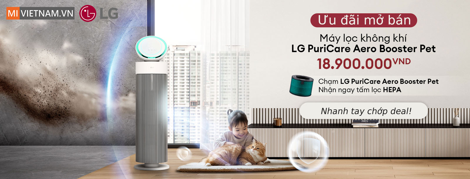 máy lọc không khí LG PuriCare Aero Booster Pet