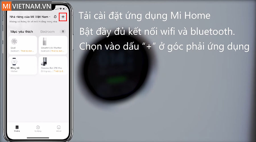 Kết nối máy lọc không khí với ứng dụng Mihome