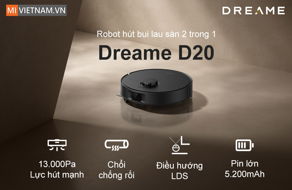 Robot hút bụi lau nhà Dreame D20 - Bản Quốc Tế 2 Dreame D20