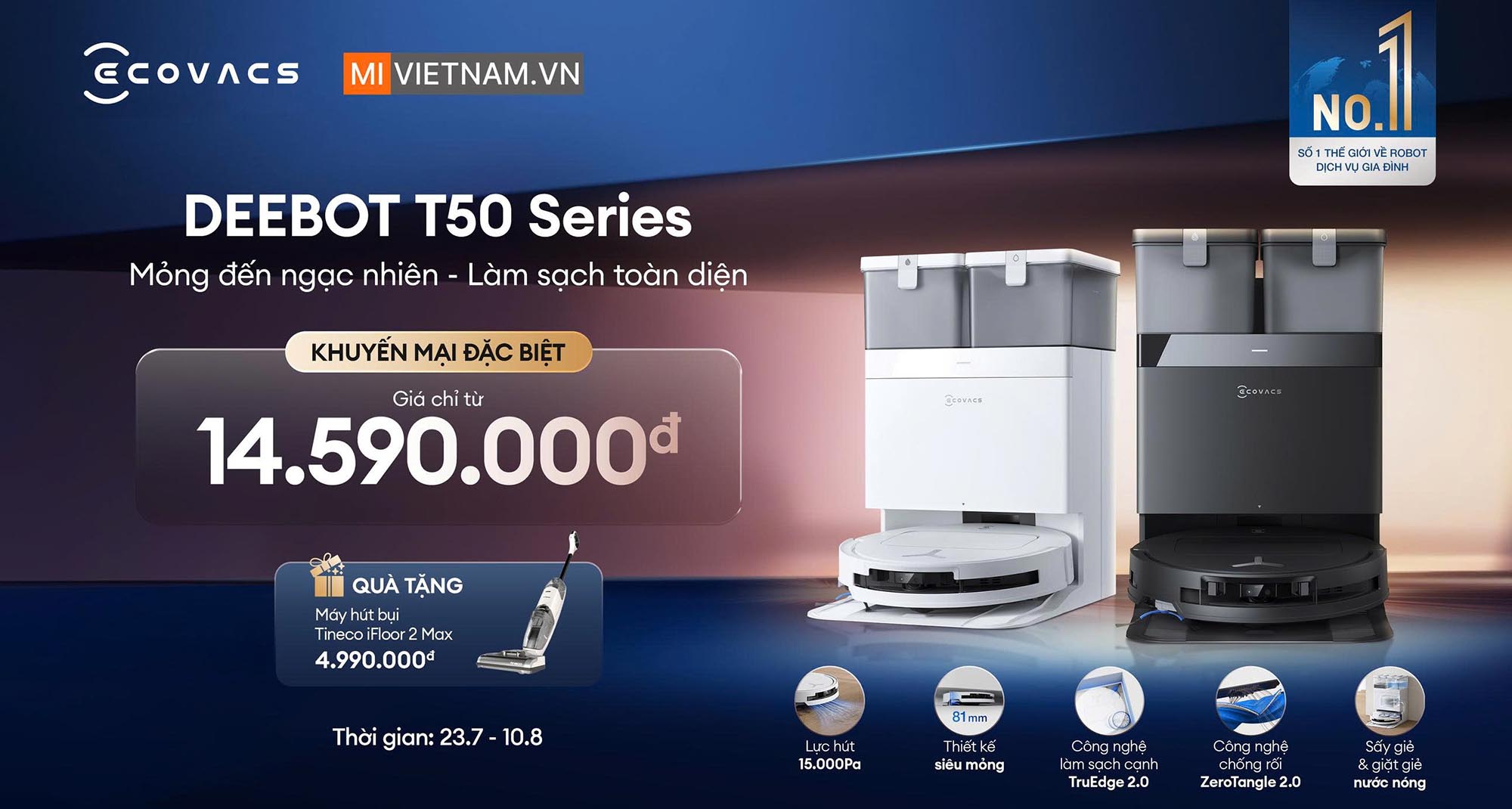Ecovacs T50 Series - ĐẠI TIỆC KHUYẾN MÃI SỐC NHẤT NĂM