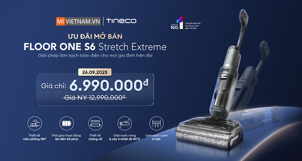 Máy hút bụi lau sàn khô ướt Tineco FLOOR ONE S6 Stretch Extreme - Hàng chính hãng 2 Tineco FLOOR ONE S6 Stretch Extreme