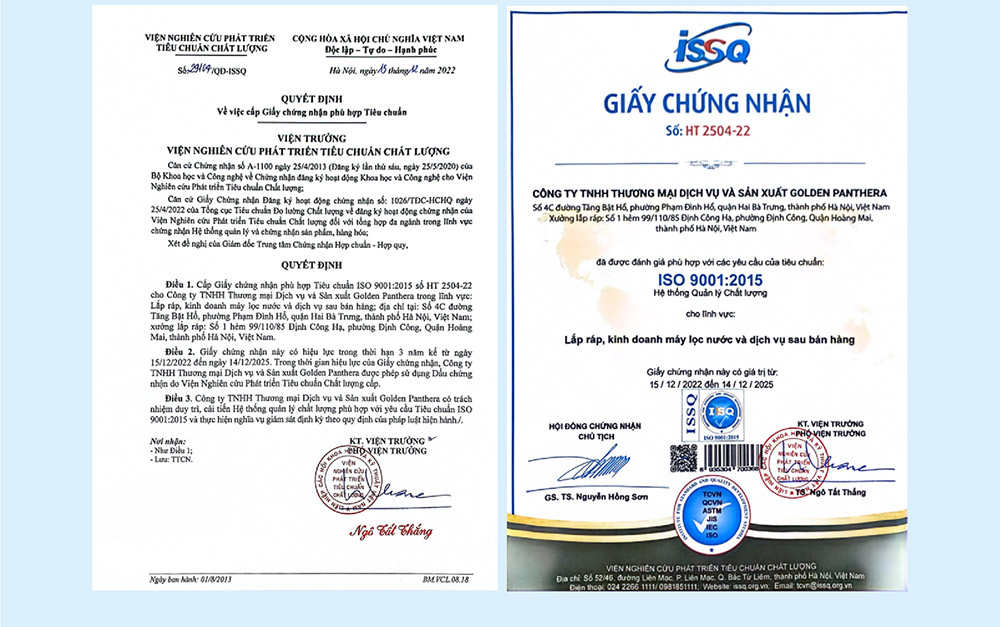 Hệ thống lọc nước tổng còn khoáng M-BD200E 3 Tiêu chuẩn chất lượng máy lọc nước SWD