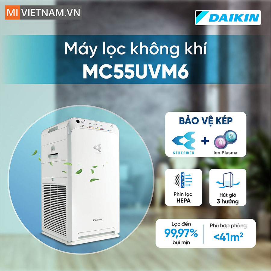 Máy lọc không khí Daikin MC55UVM6-7 37W - Hàng Chính Hãng 2 máy lọc không khí Daikin MC55UVM6-7 37W