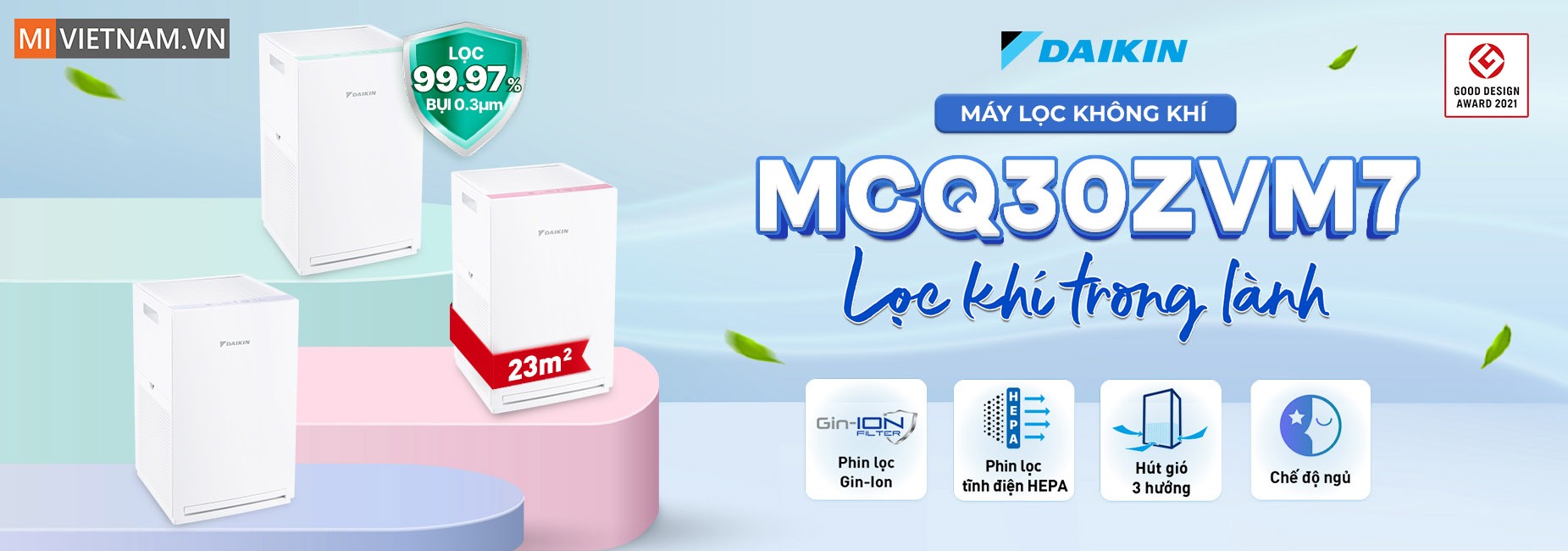 Máy lọc không khí Daikin MCQ30ZVM7 - Hàng Chính Hãng 2 máy lọc không khí Daikin MCQ30ZVM7