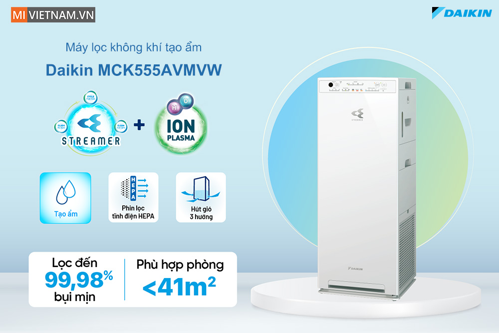Máy lọc không khí tạo ẩm Daikin MCK555AVMVW - Hàng Chính Hãng 2 Máy lọc không khí tạo ẩm Daikin MCK555AVMVW