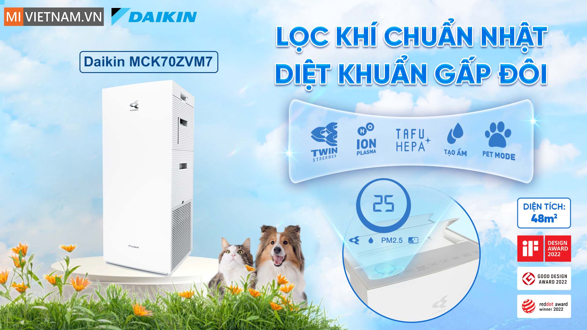 Máy lọc không khí tạo ẩm Daikin MCK70ZVM7 82W - Hàng Chính Hãng 2 máy lọc không khí tạo ẩm Daikin MCK70ZVM7 82W