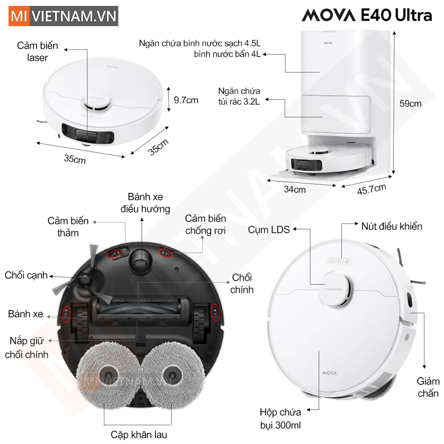 Robot hút bụi lau nhà Mova E40 Ultra - Hàng Chính Hãng 13 Mova E40 Ultra