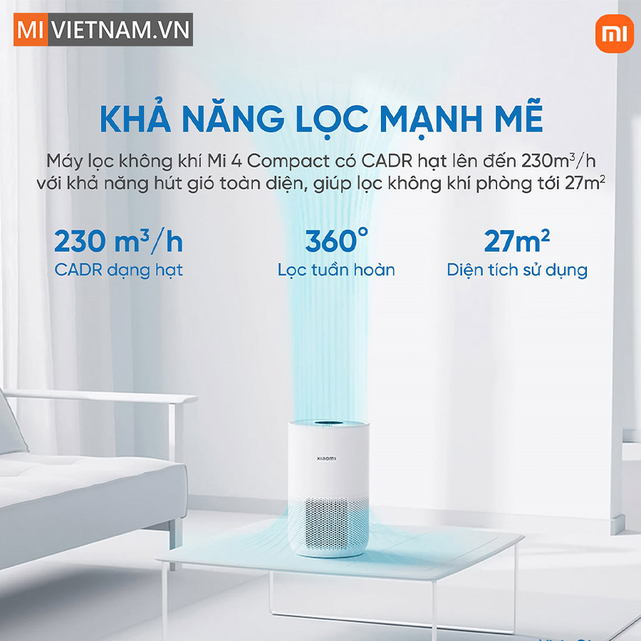 Máy lọc không khí Xiaomi Air Purifier 4 Compact – Bản Quốc Tế 8 Máy lọc không khí Xiaomi Air Purifier 4 Compact