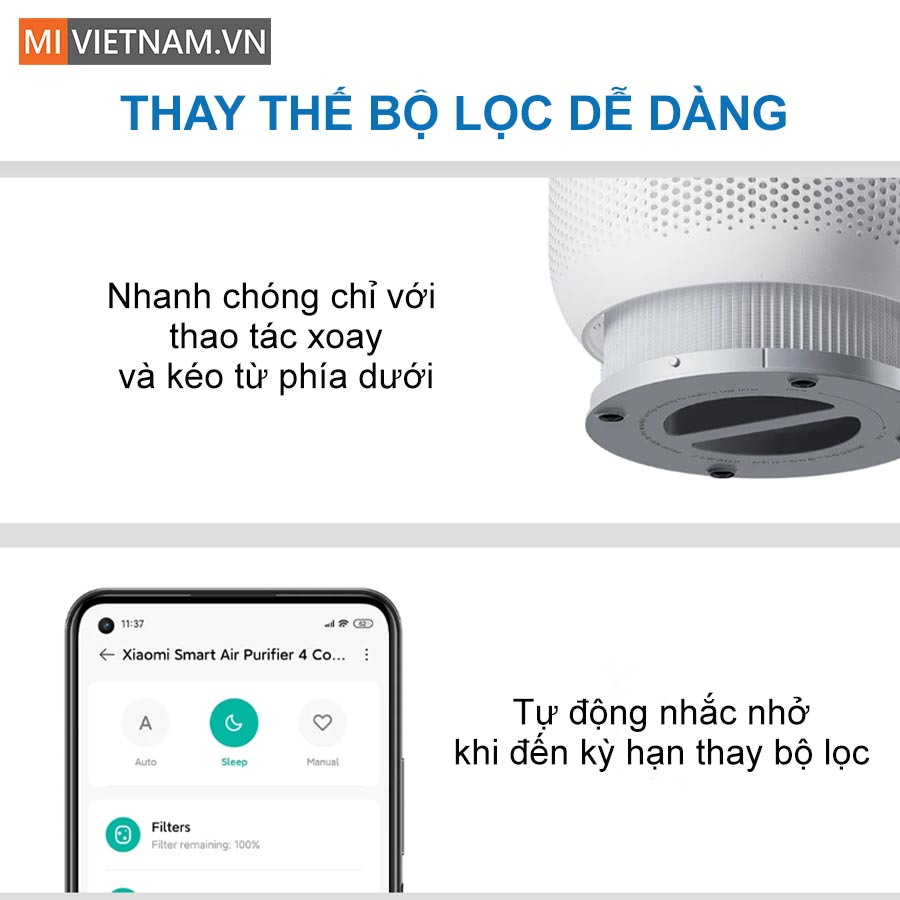 Máy lọc không khí Xiaomi Air Purifier 4 Compact – Bản Quốc Tế 16 Máy lọc không khí Xiaomi Air Purifier 4 Compact