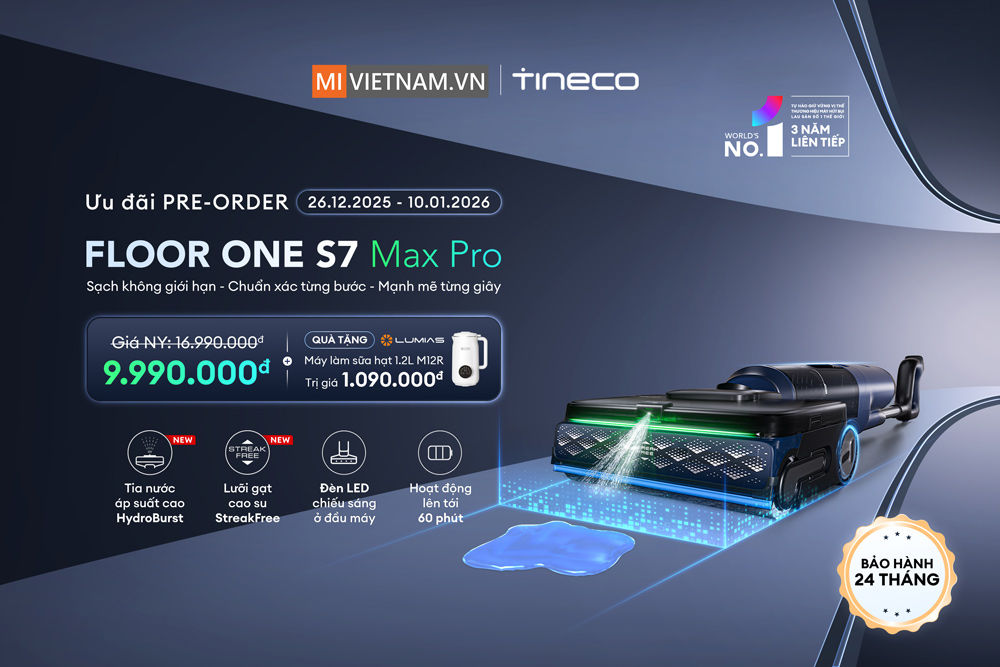 Máy hút bụi lau nhà Tineco Floor One S7 Max Pro - Hàng Chính Hãng 6 Tineco FLOOR ONE S7 Max Pro