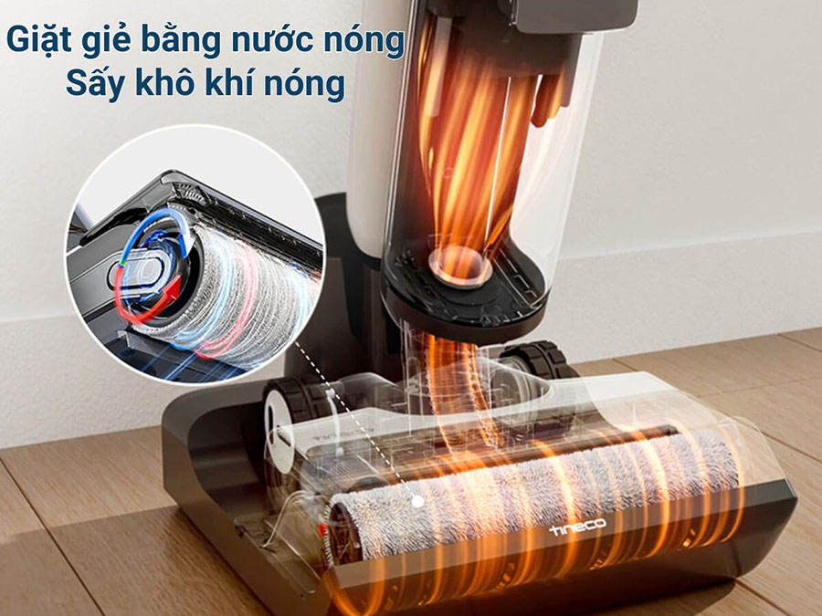 Máy hút bụi Tineco tự làm sạch con lăn bằng hệ thống sấy khô khí nóng FlashDry