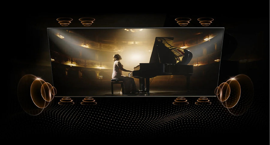 Tivi Dreame Mini LED V3000: Kỷ nguyên giải trí mới từ ông lớn Smarthome 3 Hệ thống âm thanh: Tích hợp Soundbar chuẩn Dolby Atmos