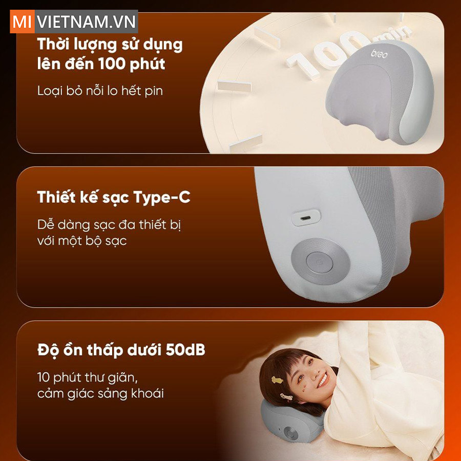 Gối massage cổ vai gáy và lưng Breo P2 - Hàng Chính Hãng 8 massage cổ vai gáy và lưng Breo P2