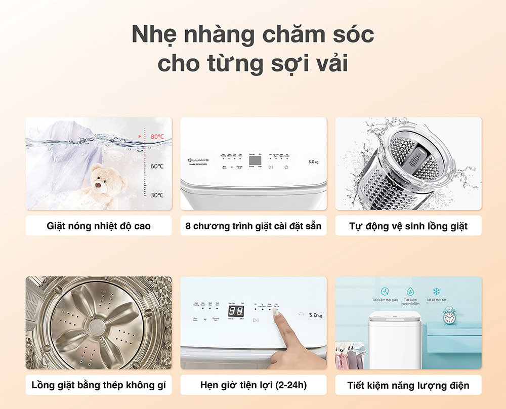 máy giặt mini nhiệt độ cao Lumias WS050WH
