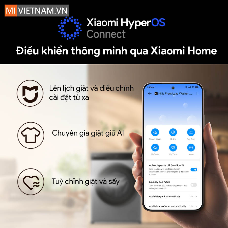 Máy giặt Xiaomi Mijia Front Load Washer Dryer Pro 12.5kg - Bản Quốc Tế 15 Mijia Front Load Washer Dryer Pro 12.5kg