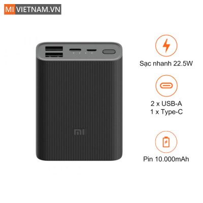 Pin sạc dự phòng 10000mAh Mi Power Bank 3 Ultra Compact - Chính Hãng 5 sạc dự phòng 10000mAh Mi Power Bank 3 Ultra Compact