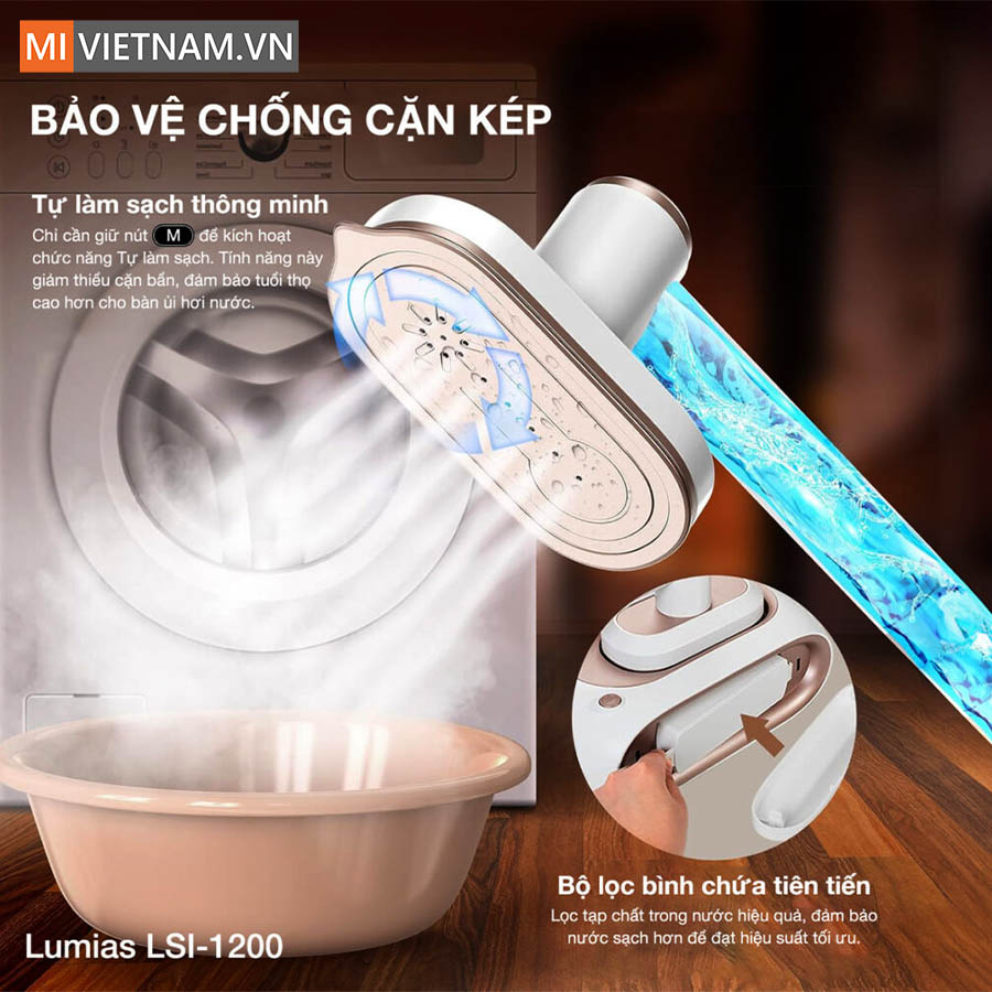 Bàn là hơi nước Lumias dung tích 1200ml LSI-1200 - Chính Hãng 9 Lumias LSI-1200