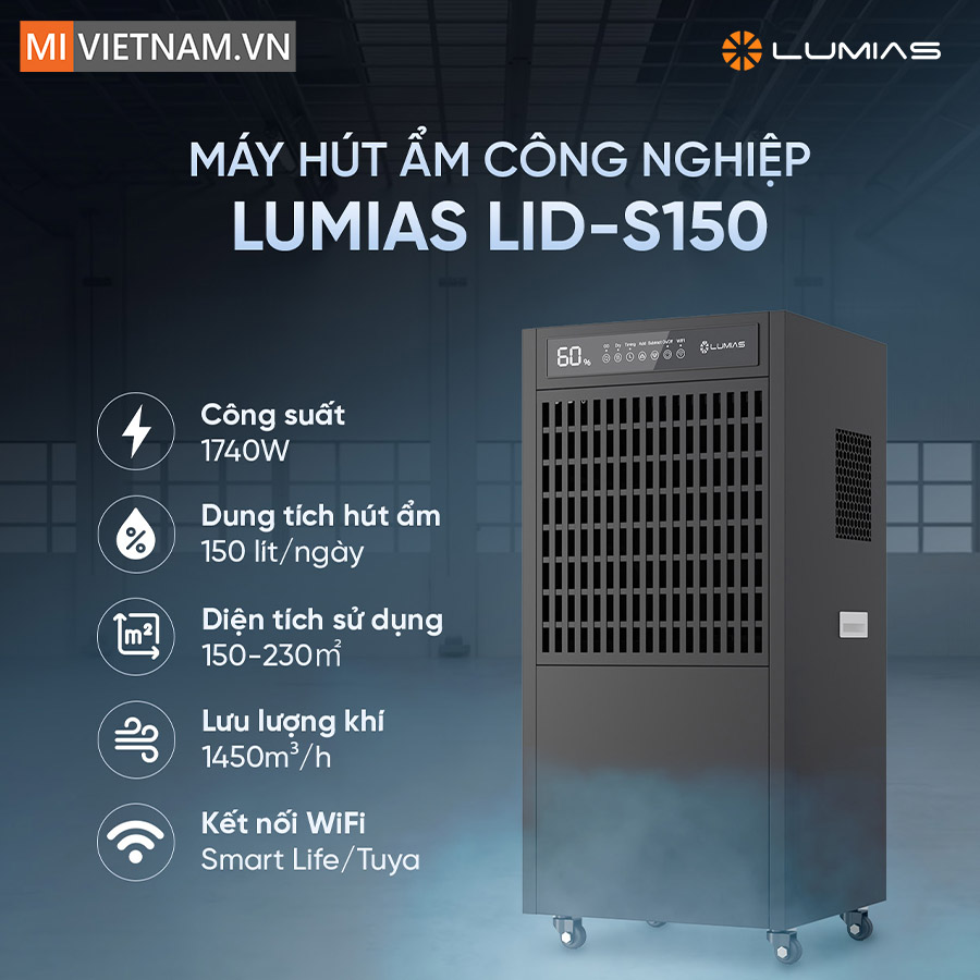 Máy hút ẩm công nghiệp Lumias LID-S150 dung tích 150L - Hàng chính hãng 2 Lumias LID-S150