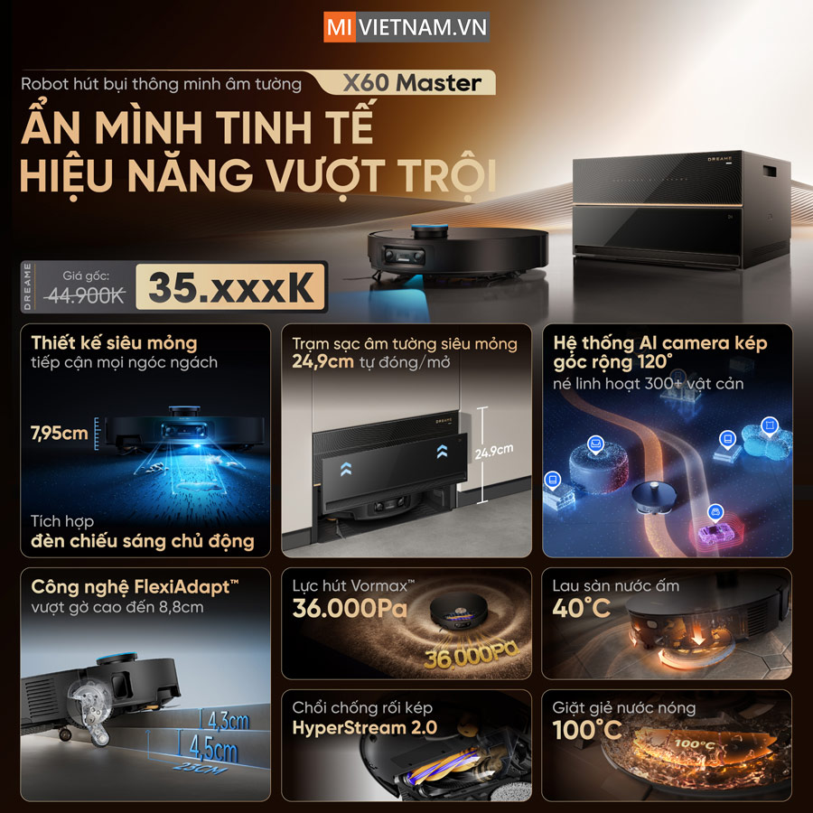 Robot hút bụi lau nhà Dreame X60 Master - Bản Quốc Tế 3 Robot hút bụi dreame X60 master