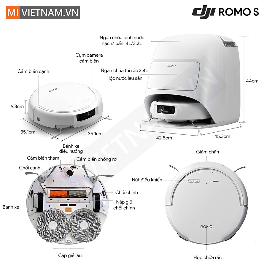 Robot hút bụi lau nhà DJI ROMO S - Hàng Chính Hãng 6 DJI ROMO S