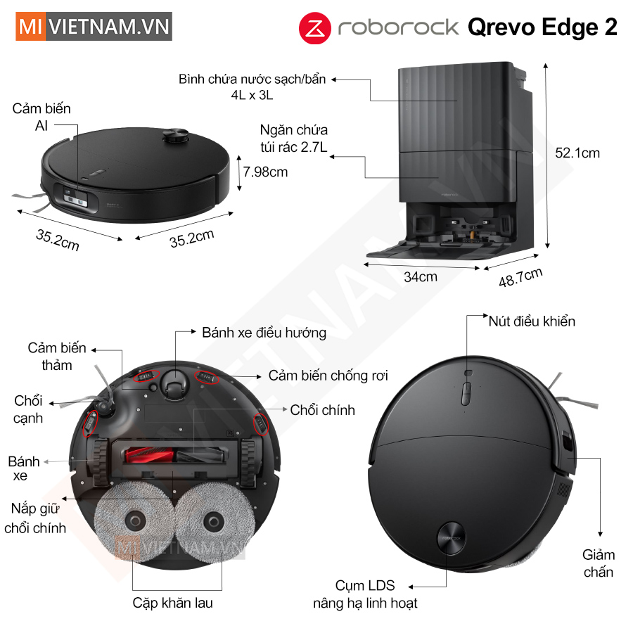 Robot hút bụi lau nhà Roborock Qrevo Edge 2 - Bản Quốc Tế 10 Roborock Qrevo Edge 2