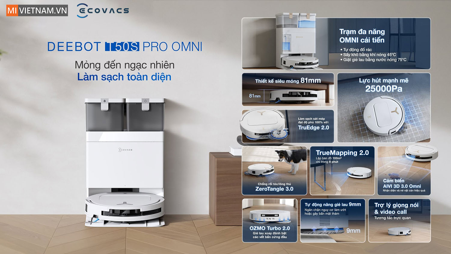Robot hút bụi lau nhà Ecovacs Deebot T50S Pro Omni - Bản Quốc Tế 3 Ecovacs Deebot T50S Pro Omni