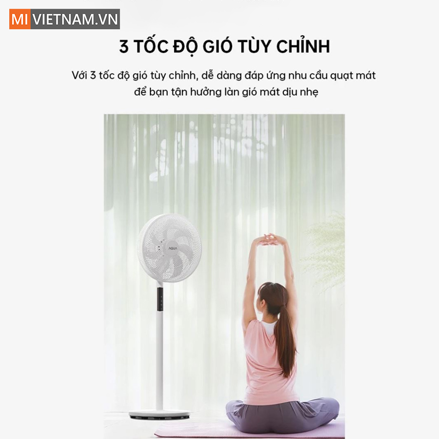 Quạt đứng lưu thông không khí Aqua AQS-FED3502R(W)-VN 6 Ba tốc độ gió tùy chỉnh đáp ứng nhu cầu cá nhân