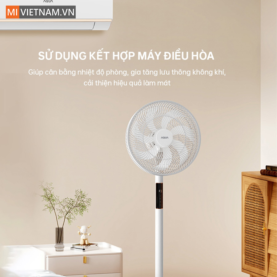 Quạt đứng lưu thông không khí Aqua AQS-FED3502R(W)-VN 9 Cải thiện hiệu quả làm mát kết hợp máy điều hòa