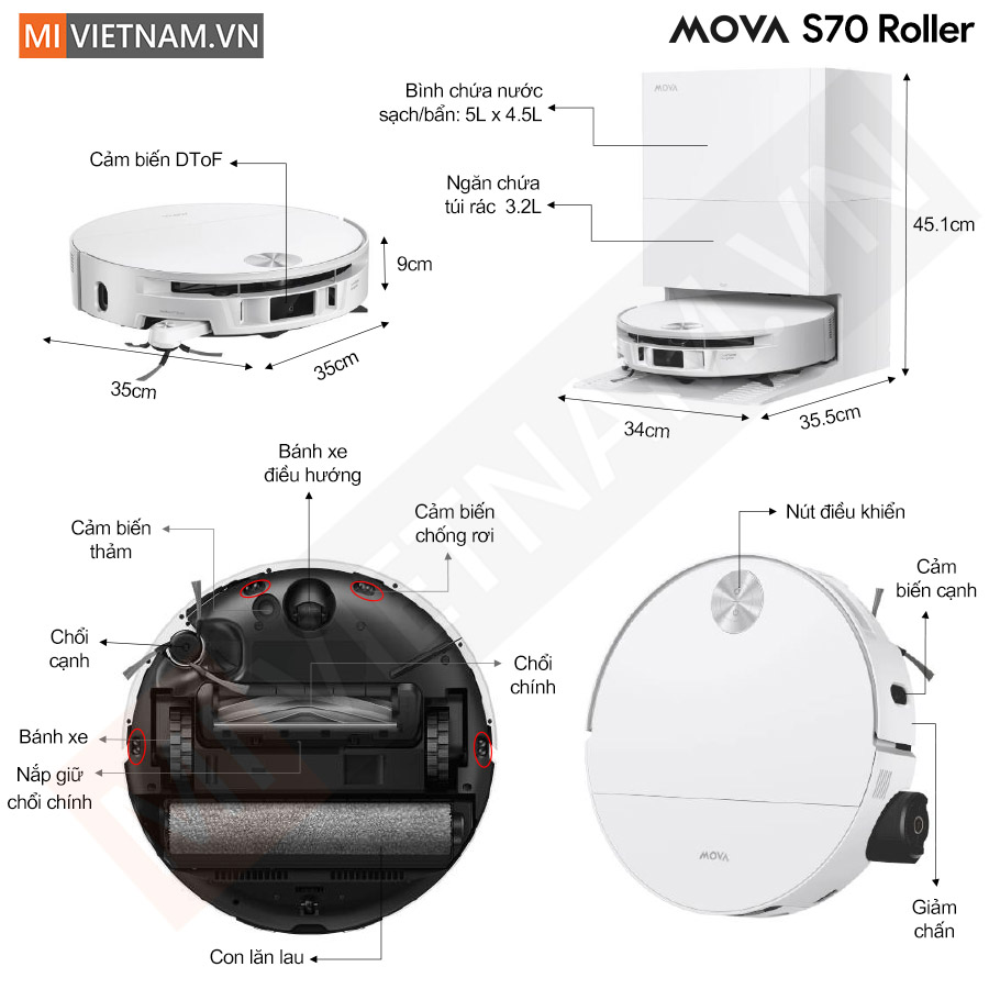 Robot hút bụi lau nhà Mova S70 Roller - Bản Quốc Tế 5 Mova S70 Roller