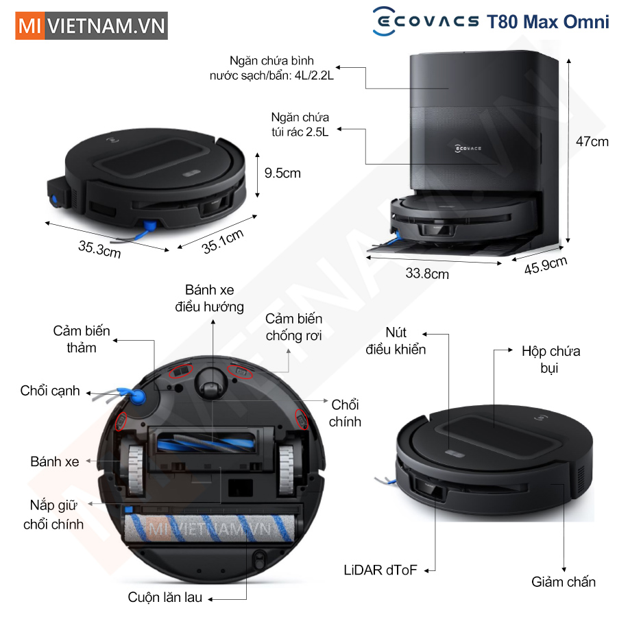 Robot hút bụi lau nhà Ecovacs Deebot T80 Max Omni - Bản Quốc Tế 5 Ecovacs Deebot T80 Max Omni