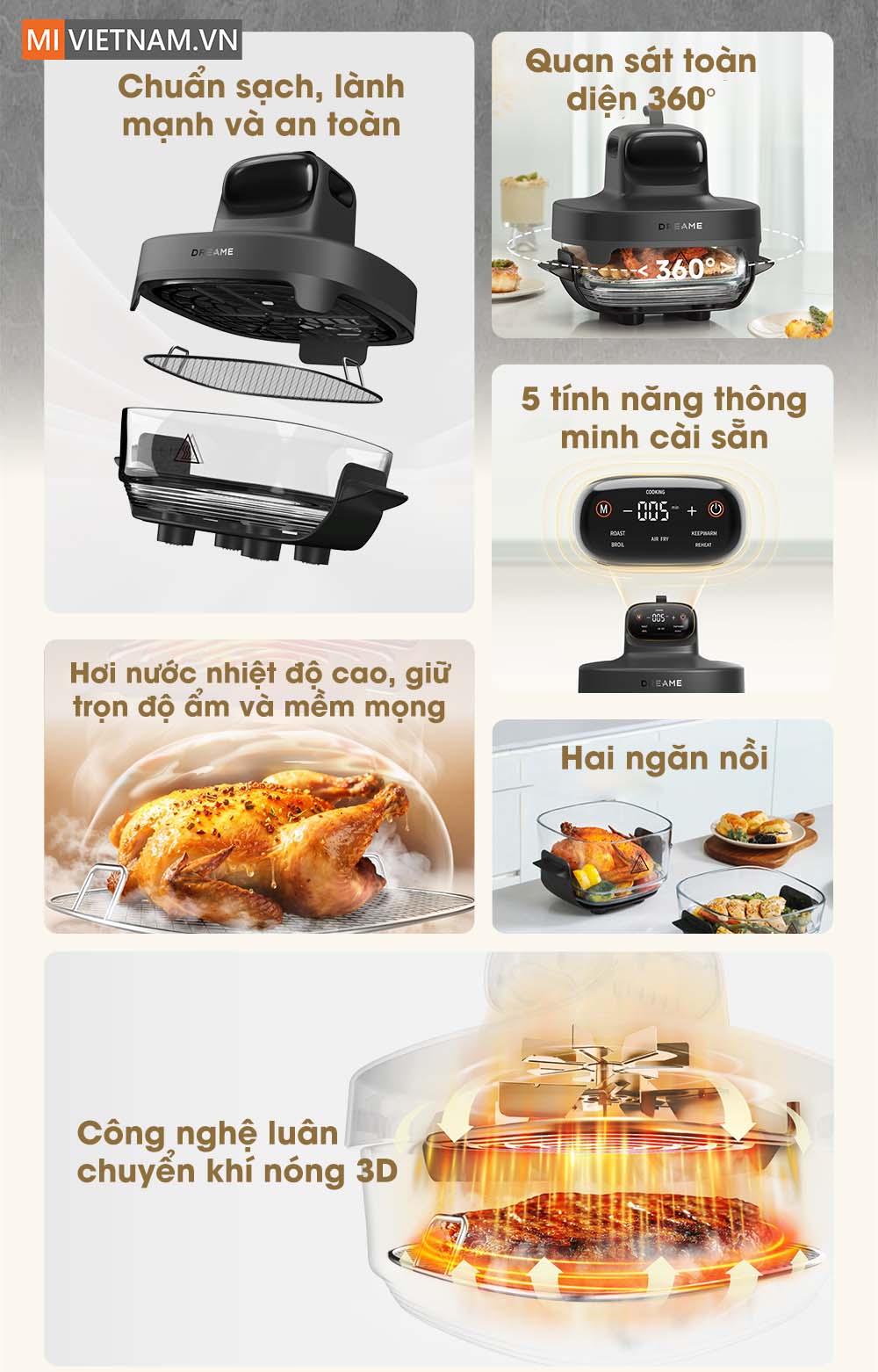 Nồi chiên không dầu Dreame Tasti PT60 - Hàng Chính Hãng 3 Dreame Tasti PT60