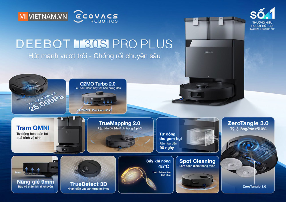Robot hút bụi lau nhà Ecovacs Deebot T30S Pro Plus - Bản Quốc Tế 3 Ecovacs Deebot T30S Pro Plus