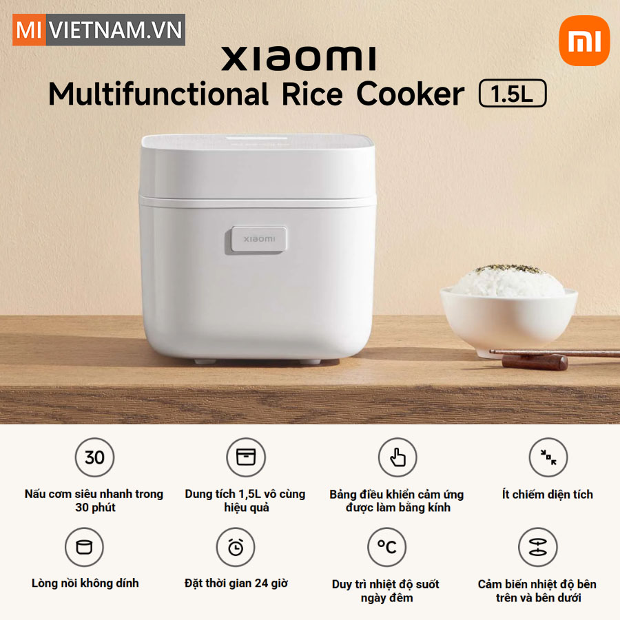 Nồi cơm điện Xiaomi Multifunctional Rice Cooker 1.5L - Bản Quốc Tế 2 nồi cơm điện Xiaomi 1.5L