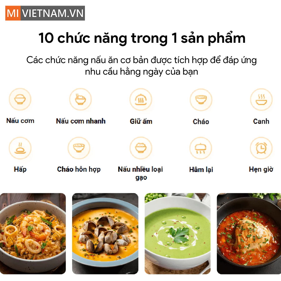 Nồi cơm điện đa năng Xiaomi Multifunctional Rice Cooker 4L - Bản Quốc Tế 3 nồi cơm điện Xiaomi 4L